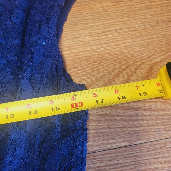 Ralph Lauren Women's Formal Dress Size 12 Navy Blue Sequins Cowl Neck New W Tags - Picture 11 of 16